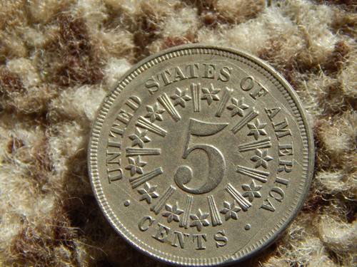 1866 Rays 5C Shield Five Cent Mint Error Die Crack
