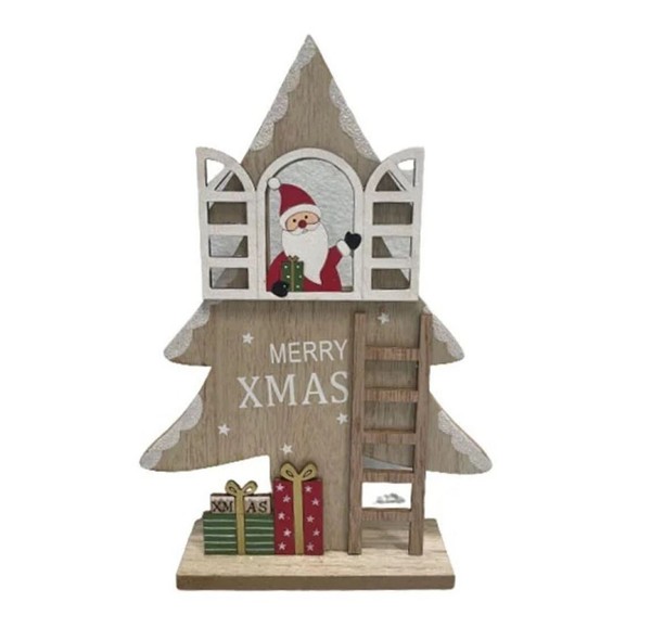 Merry Xmas Tannenbaum Holz Deko Advent Weihnachten Weihnachtsdeko Holzdeko H24Cm-image