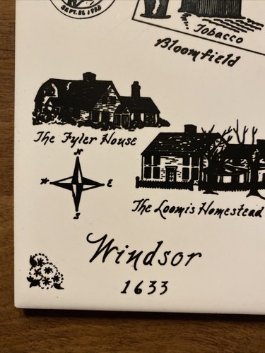 "Remache decorativo de pared de azulejos vintage histórico Windsor Connecticut CT 1633 6"" B12" - Imagen 3 de 12