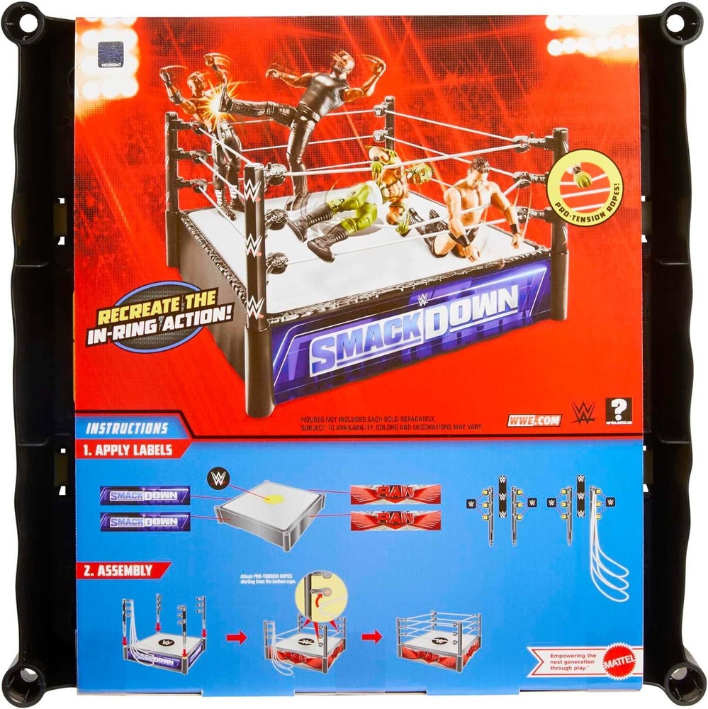 WWE Superstar Ring Playset W Spring-Loaded Mat & 4 Event Apron Stickers 14