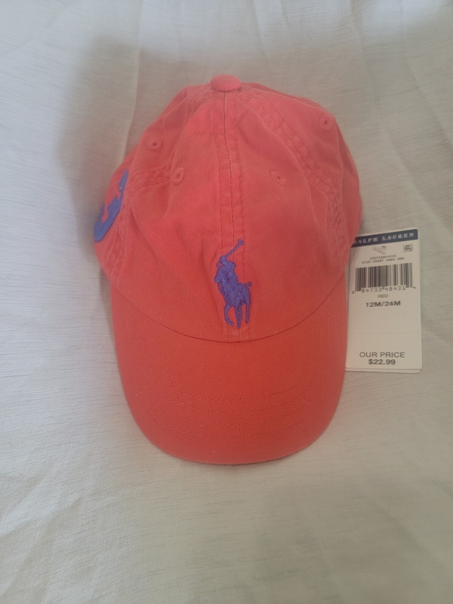 Polo Ralph Lauren Cap Boys Youth Red Big PONY Baseball Strap Back Hat