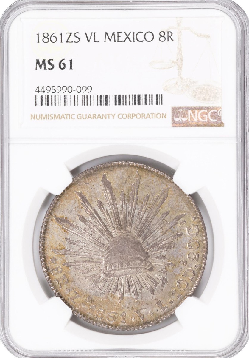 メキシコ 1855年 8レアル銀貨 PCGS MS61 メキシコ 1855年 8レアル銀貨 PCGS MS61 - メルカリ