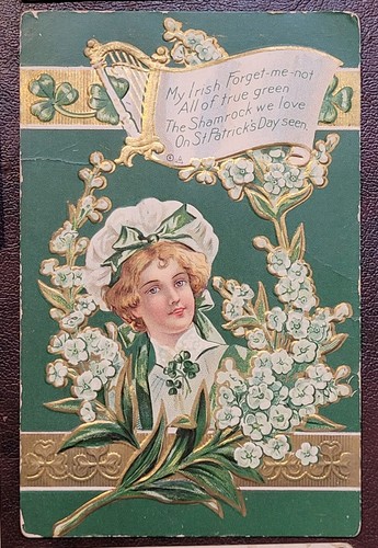 Lot (7) ST. PATRICK'S DAY Postcards Irish Pipe Young Women Erin Go Bragh - Picture 5 of 10