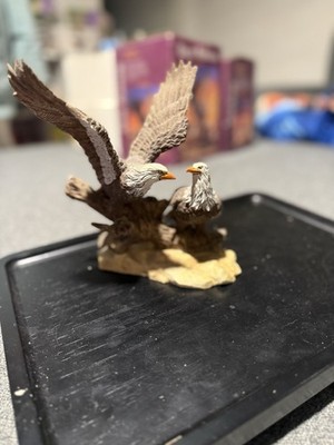 Silver Deer Resin Eagle Figurine by Tom Rubel 1992 Collectible Sculpture