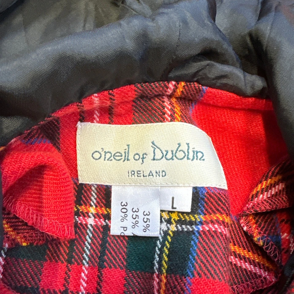 Poncho O'Neil of Dublin Grande Rojo a Cuadros Capa Irlandesa Con Capucha Mezcla de Lana Foto 2 de 4