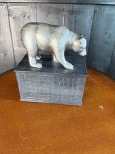 Vtg Metallic Sculpture Bear Paperweight Bear Market Financing Banking