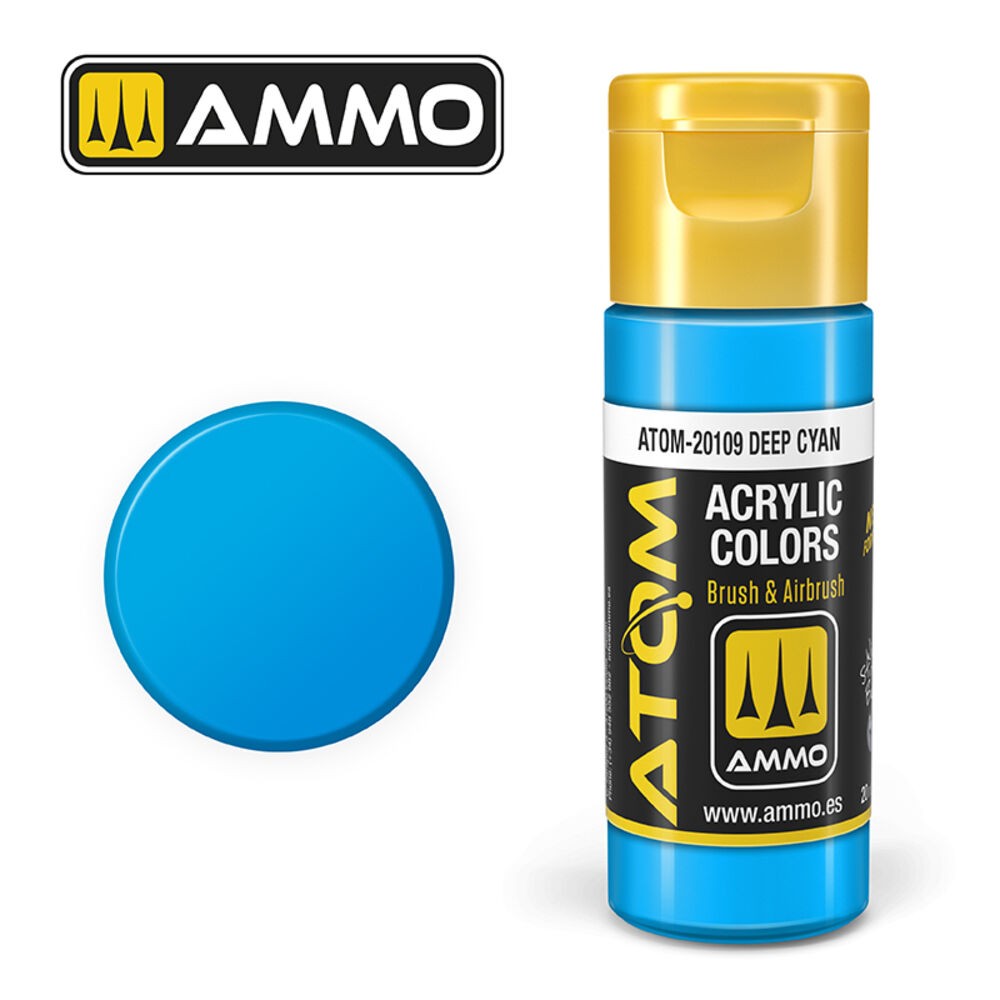 Ammo MIG ATOM-20109 - ATOM COLOR Deep Cyan 20Ml - New