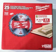 Milwaukee 48-40-1713 7-1/4" 24T Framing Blades 25PK Contractor Pack NEW