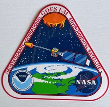 Vintage NASA NOAA GOES I-M Satellite Sticker Decal Weather Program Info Back