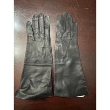 Monique de Paris Vintage Black Leather Opera Gloves Made in France Long Evening
