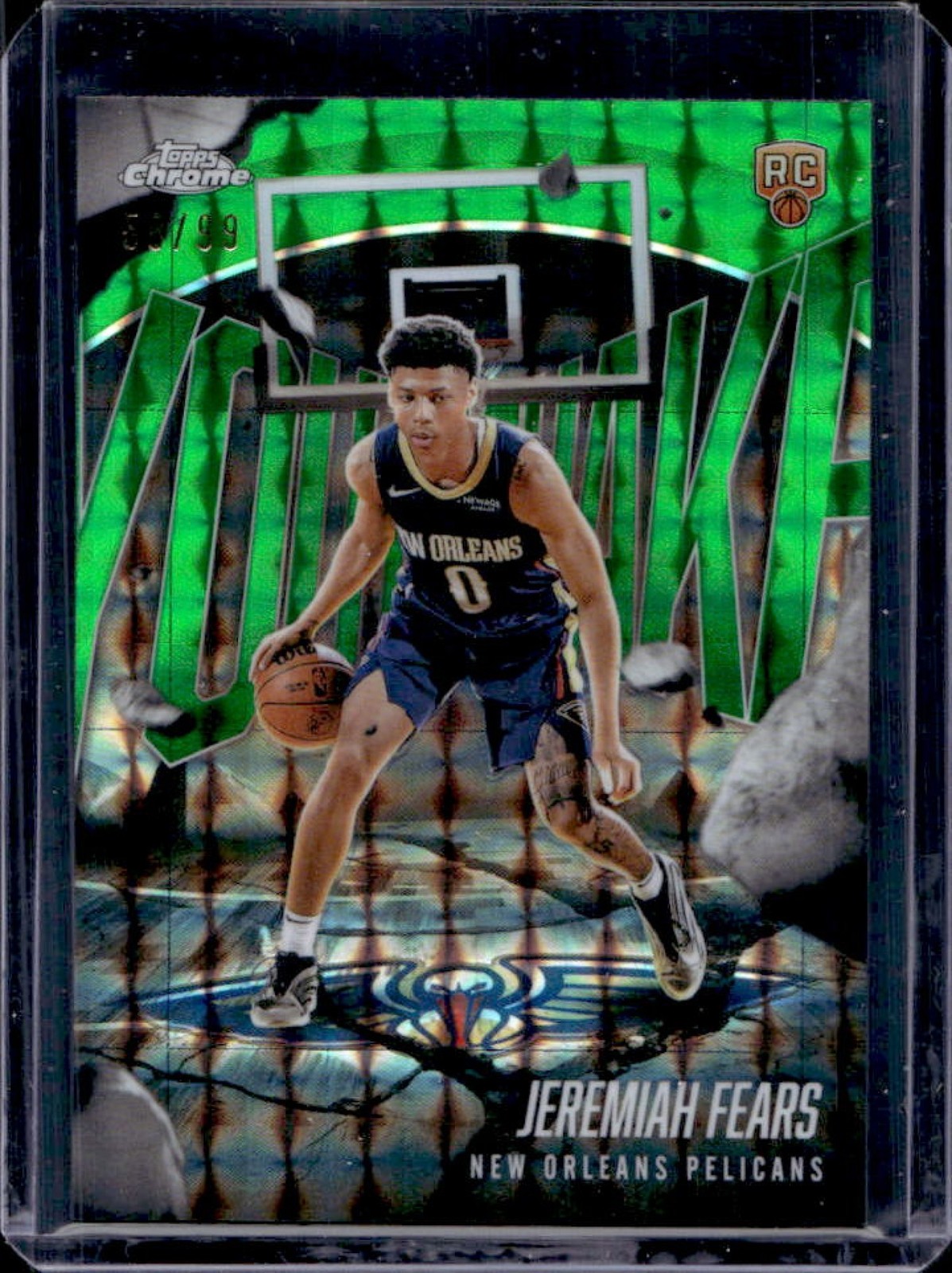2025-26 Topps Chrome Jeremiah Fears Youthquake RC Green Geometric Refractor #/99