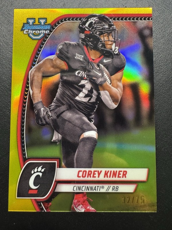 2024 Bowman Chrome University Yellow Refractor  /75 #47 Corey Kiner RC