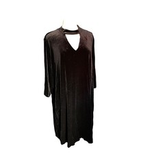 Black Velvet Choker Neck Cutout Long Sleeve Mini Dress Women's Plus Size