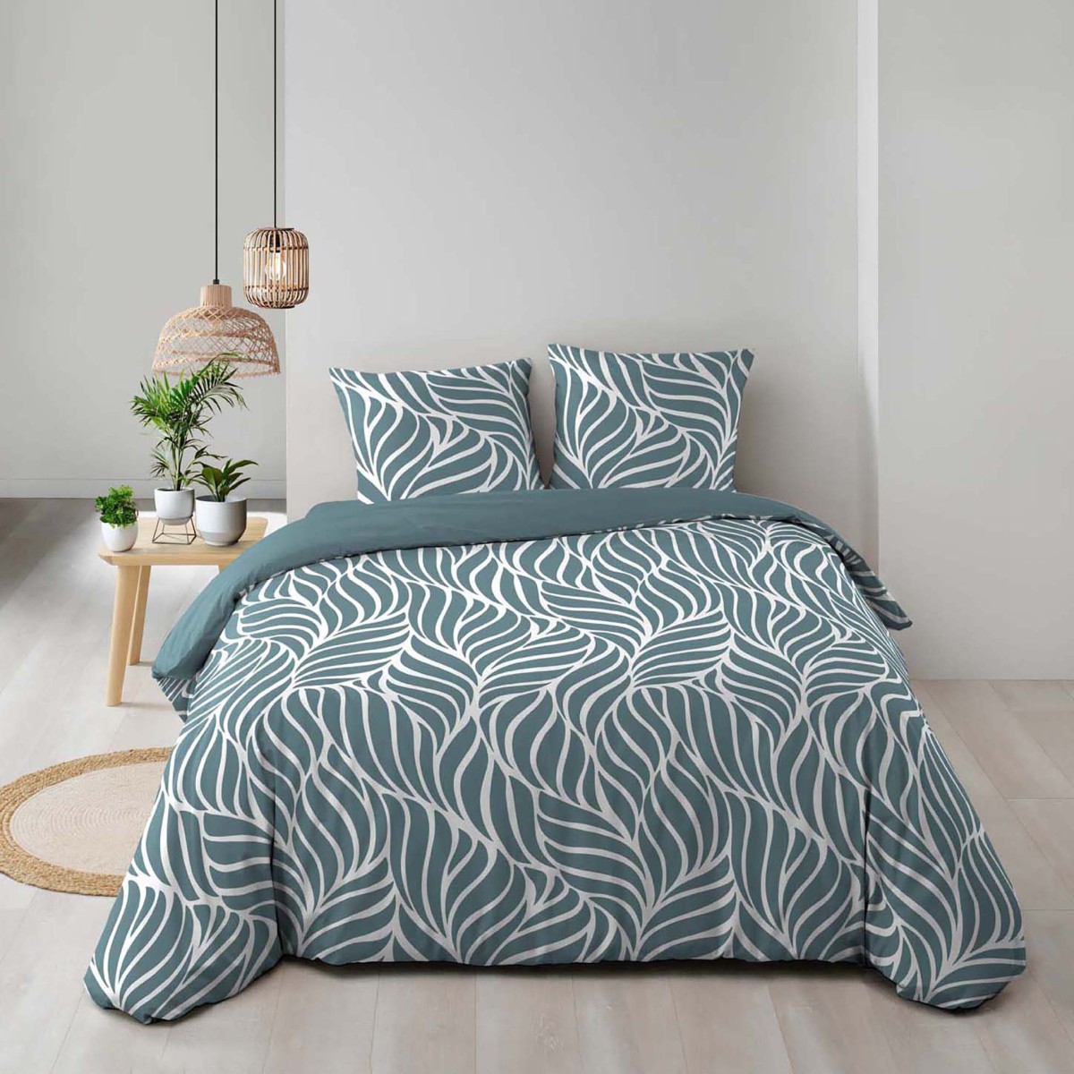 Parure de lit Morgane 260x240cm bleu pour une ambiance cosy