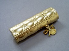 CHRISTIAN DIOR QUILTED METAL DUNE PERFUME TRAVEL BOTTLE HOLDER / CHARMS