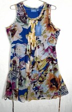 NEW - Simply Vera Wang Layered Floral Dress - Size Large - Blue Pink