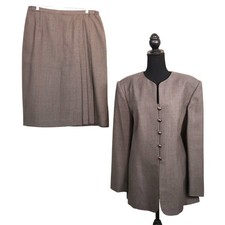 NWT Vintage 90s Y2K Emily Brown Black Skirt Suit Plus 16 Pleat Mid Length Long