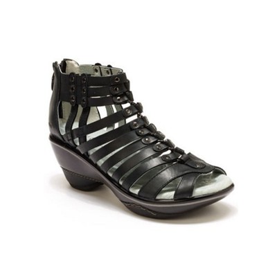 JBU Nectar Wedge Sandals Black Gladiator Strappy Studded Vegan Leather Size 7M
