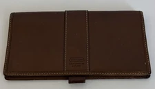 Vintage Coach Brown Leather Checkbook Notebook Cover Wallet