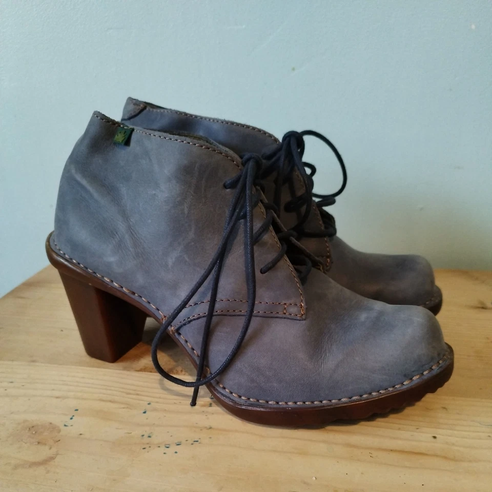 El Naturalista Womens Blue Leather Ankle Boots Heeled UK 5 EU 38 Heels - Image 3 of 4