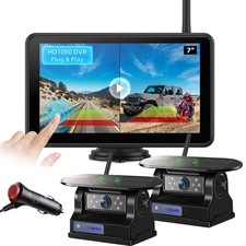 Wireless 7" Touchable Monitor Magnetic Solar Backup Camera Car Reversing System