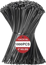 8 Inch Zip Ties 1000 Pack   Heavy Duty 40lbs Tensile 1000 PCS, Black