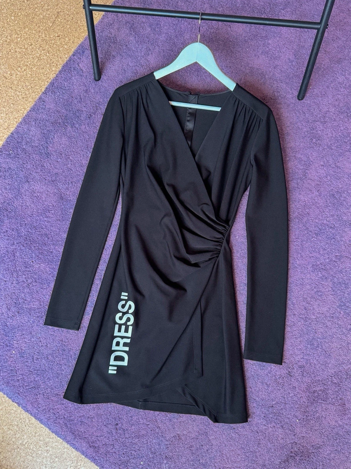 OFF WHITE Vestito Donna Nero Finto Avvolgente "DRESS" Tg S