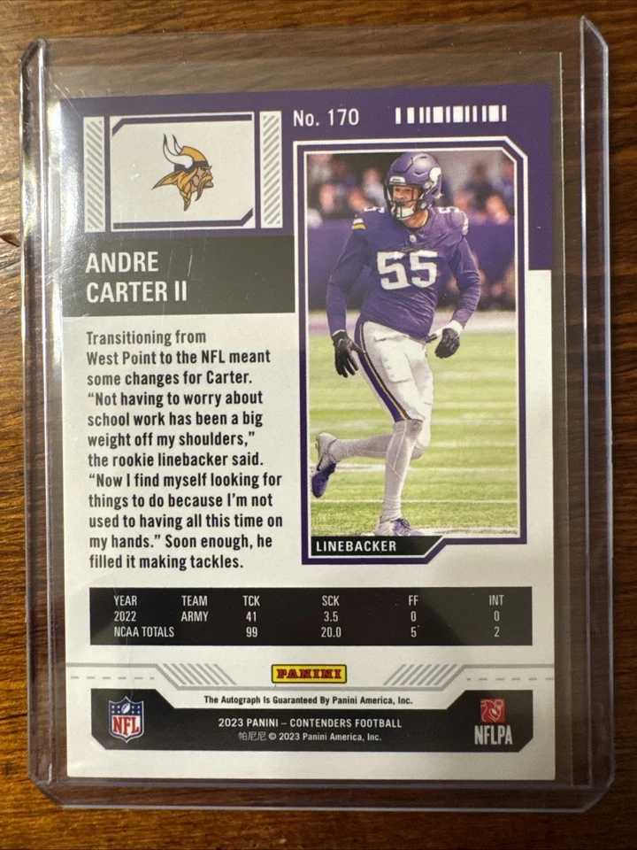 2023 Panini Contenders - Rookie Ticket Andre Carter II #170 (AU, RC) - Image 2 of 2