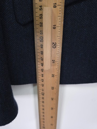 Giacca Joules taglia 10 blu navy tweed sfilata pelliccia sintetica colletto blazer spina di pesce - Foto 9 di 12