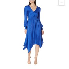 NWT! Michael Kors Blue Longsleeve V-neck full length dress size Large