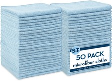 S T INC. 50 Pack Microfiber Cleaning Cloth, Bulk Towels for Home, Reusable Mi...