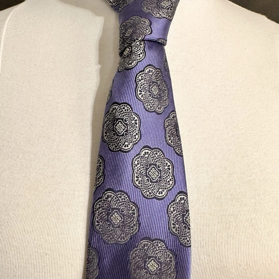 Corbata de Seda Nick Cannon Azul Geométrica Multicolor Oficina Clásica Fiesta Foto 4 de 4