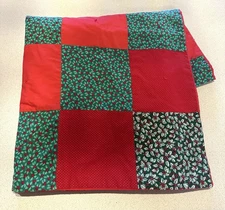 Handmade Patchwork Christmas Quilt Throw 52x40” Holiday Lap Blanket Table Cover