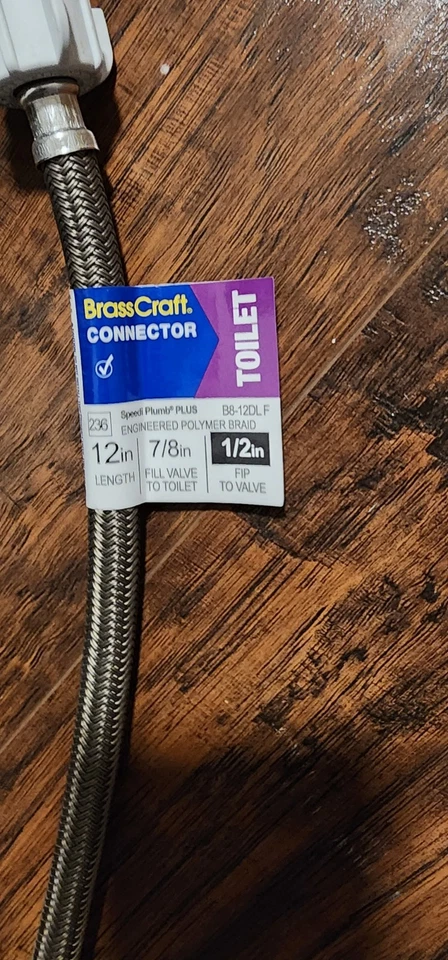 Paquete de 6 suministros de inodoro trenzados BrassCraft FIP 1/2 x 7/8 tuercas x 12" B8-12DL F Foto 3 de 4