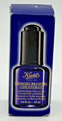 Kiehls Midnight Recovery Concentrate Elixir Face Serum Oil 0.5 oz / 15 ml NIB