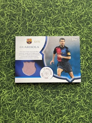 Pep Guardiola /75 CAMP NOU SEAT RELIC Topps Barcelona 125 Year Anniversary