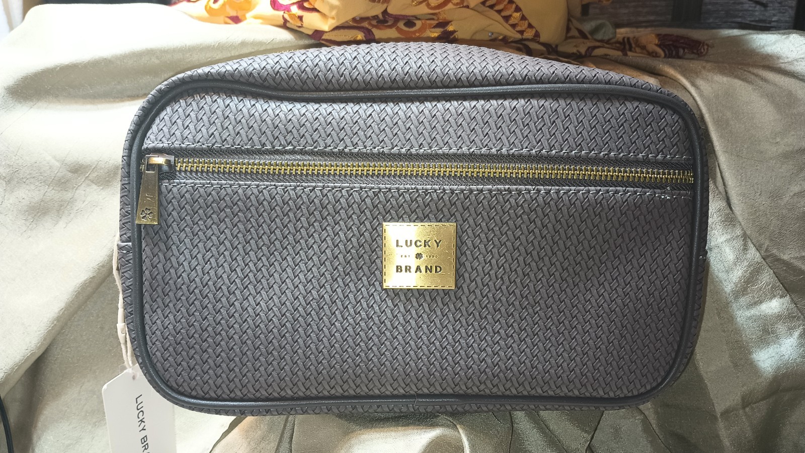 Men's Lucky Brand Faux Leather Grey Toiletry/Shaving Bag