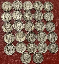 27 Silver Mercury Dimes 10c Collection Set Coins, Absolutely Stunning Pieces |