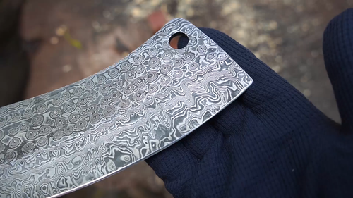 HUNTEX Handmade Damascus Blade 305mm Full-Tang Heavy Duty Exotic Chopper Cleaver - Video 1 van 1