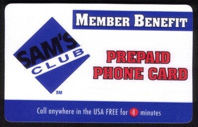 4m Sam's Club Member Benefit 'Prepaid Phone Card' Phone Card