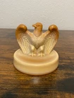 FENTON Brown/Chocolate Slag Art Glass Bicentennial Eagle Paperweight 3.5"H
