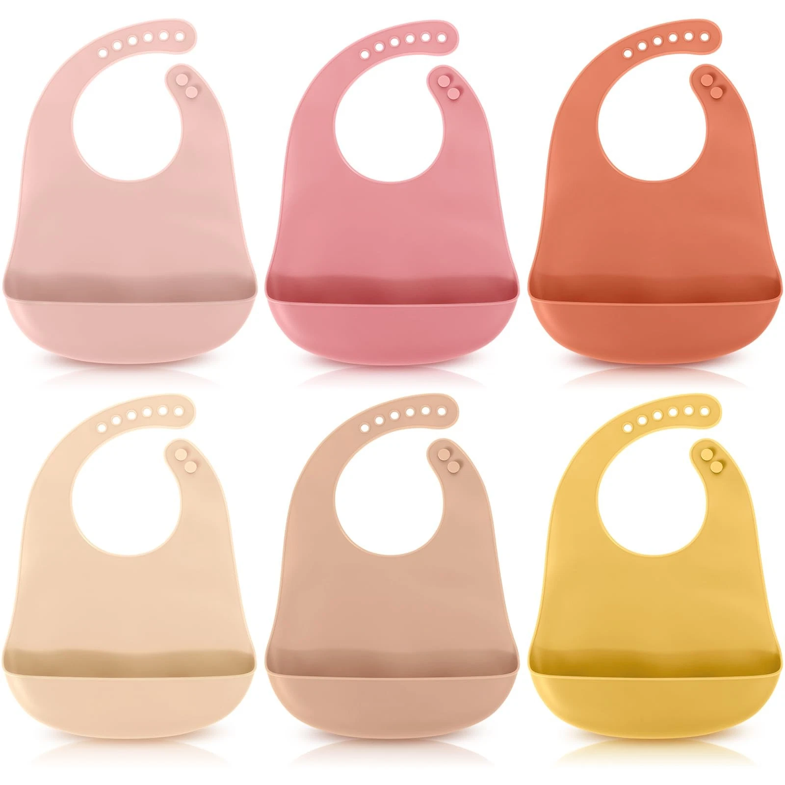 6 Pcs Silicone Bibs for Babies Waterproof Silicone Bibs Soft Adjustable Baby ...