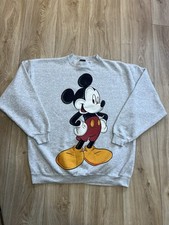 Vintage 90s Mickey Mouse Graphic Print Crewneck Sweatshirt Jerry Leigh Gray OSFM