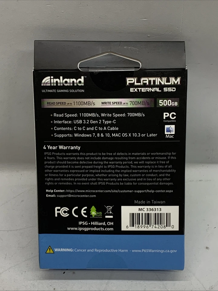 Inland Platinum External SSD 500GBP Solid State Drive Portable Backup Solution - Image 2 of 4
