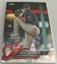 2018 Topps Chrome Baseball Carlos Carrasco Cleveland Indians base card #173