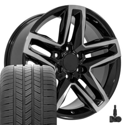 5911 Machined Black 20'' Rims Goodyear Tires TPMS Set Fit Cadillac GMC Chevy