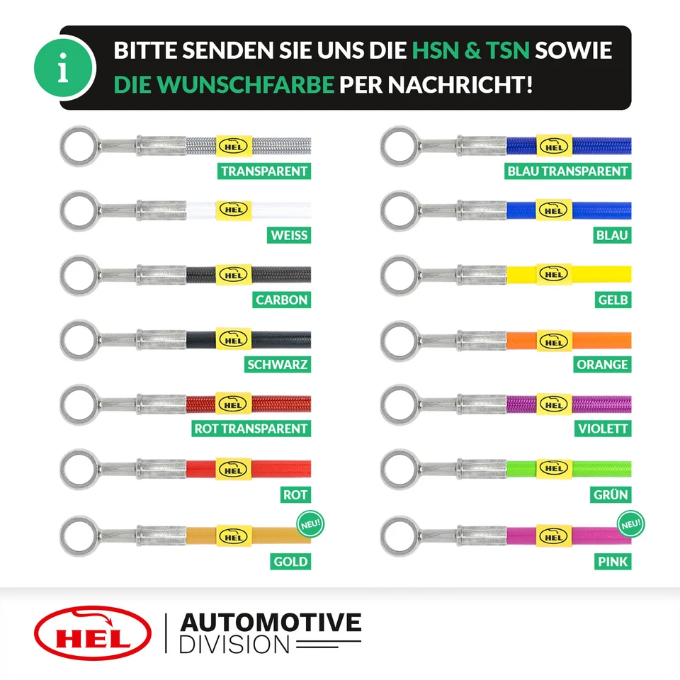HEL Stahlflex Bremsleitungen (6-teilig) Opel Corsa D 06-14 inkl. GSI + OPC, ABE - Bild 2 von 4