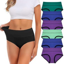 3/6 Pack Womens Cotton High Waist Knickers Briefs Underwear Lingerie Panties