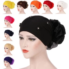 New Women Hair Loss Head Scarf Turban Cap Flower Muslim Cancer Chemo Hat Cover