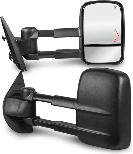 Pair Power LED Signal Tow Mirrors For 2007-2013 Chevy Silverado 1500/2500/2500HD
